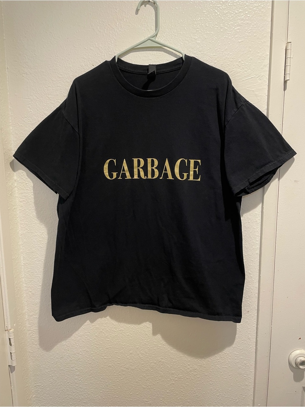 Gildan Heavy Cotton Garbage Band Black Gold Logo Rock Graphic T-Shirt Men XL